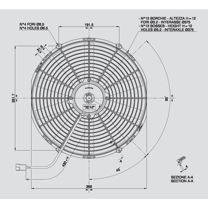 Spal Electric Fan 30100385; Low Profile 956 CFM Electric 14.000 in. Straight 