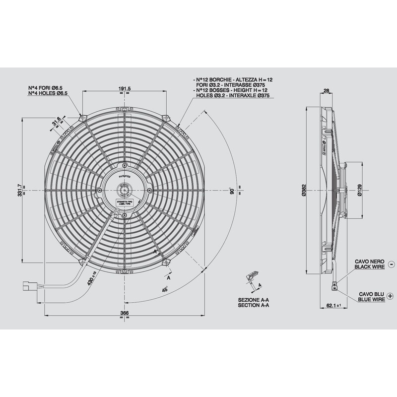 Spal Electric Fan 30101510; Medium Profile 1280 CFM Electric 14.000 in. Straight 