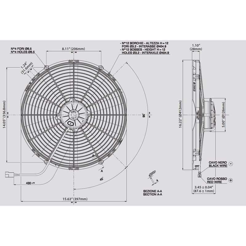 Spal Electric Fan 30102047; High Performance Straight Blade 2036 CFM Electric 16.000 in. Straight 