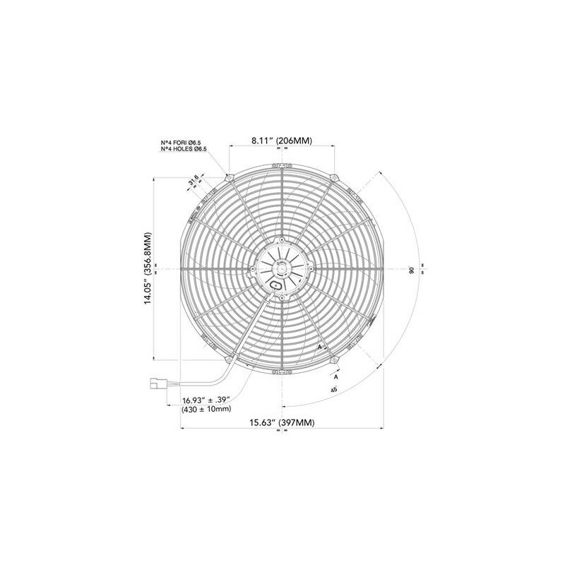 Spal Electric Fan 30102049; High Performance 2024 CFM Electric 16.000 in. Curved 