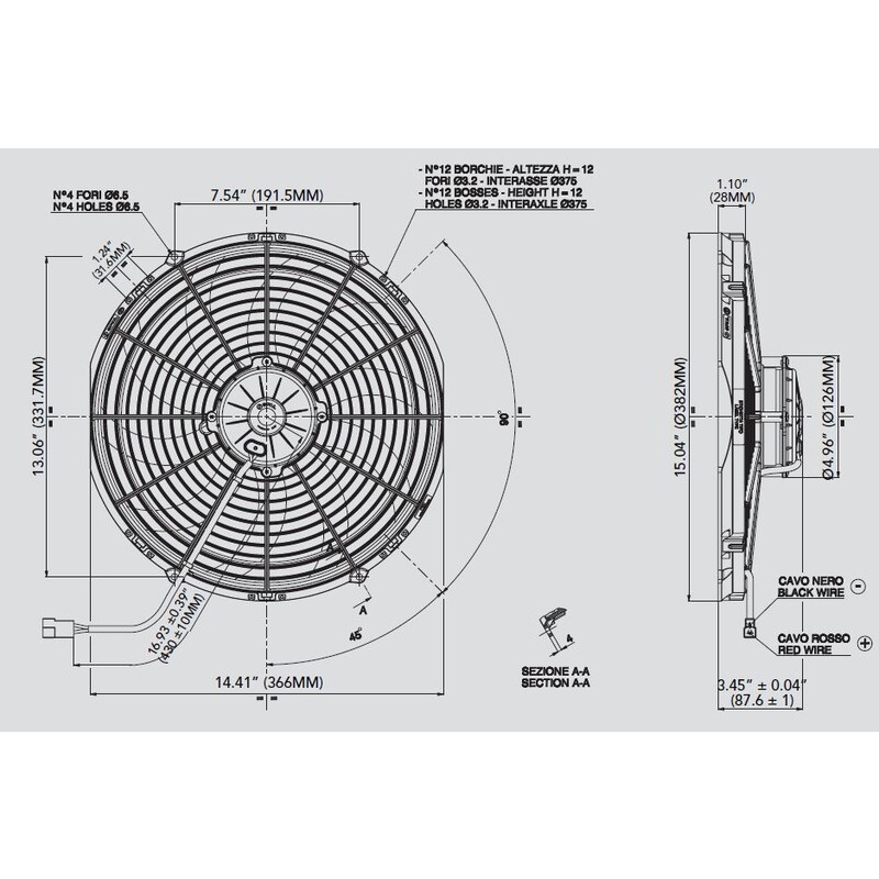 Spal Electric Fan 30102056; High Performance 1840 CFM Electric 14.000 in. Curved 