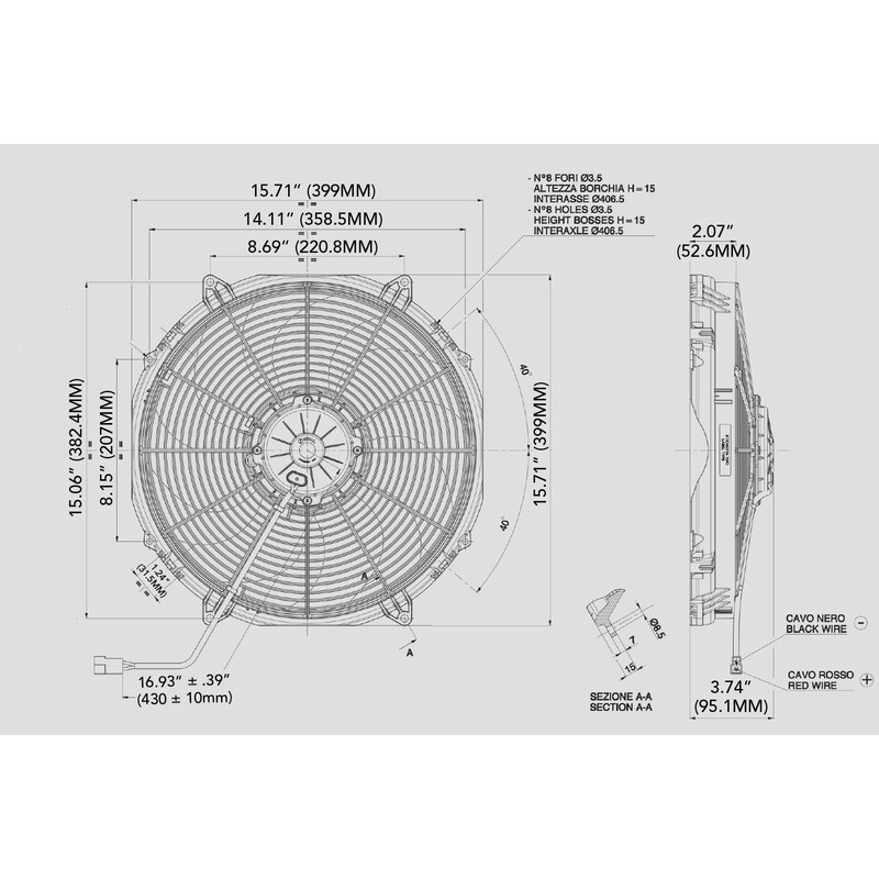 Spal Electric Fan 30102082; High Performance 1918 CFM Electric 16.000 in. Curved 