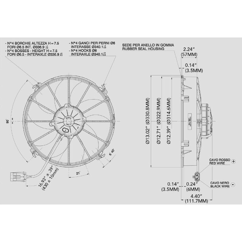 Spal Electric Fan 30103202; High Output 1870 CFM Electric 12.000 in. Curved 