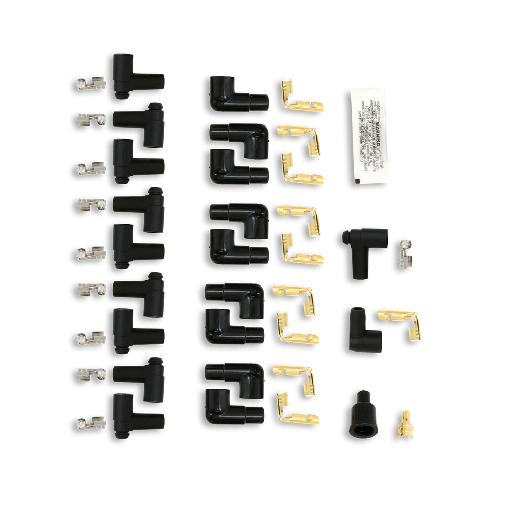 Taylor Cable Spark Plug Wires 73053; Spiro Pro 8mm Black Spiral Core 45 deg. HEI/Male and Female/Socket 