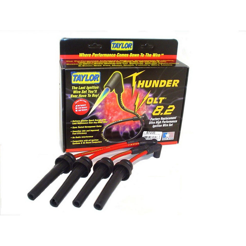 Photo for Taylor Cable Spark Plug Wire Set 87235; ThunderVolt 8.2mm Red Spiral Core OE Coil Pack for 1995 to 2000 Chrysler, Dodge, Mitsubishi Avenger, Neon, Cirrus, Sebring, Eclipse 2.0L, 2.4L DOHC