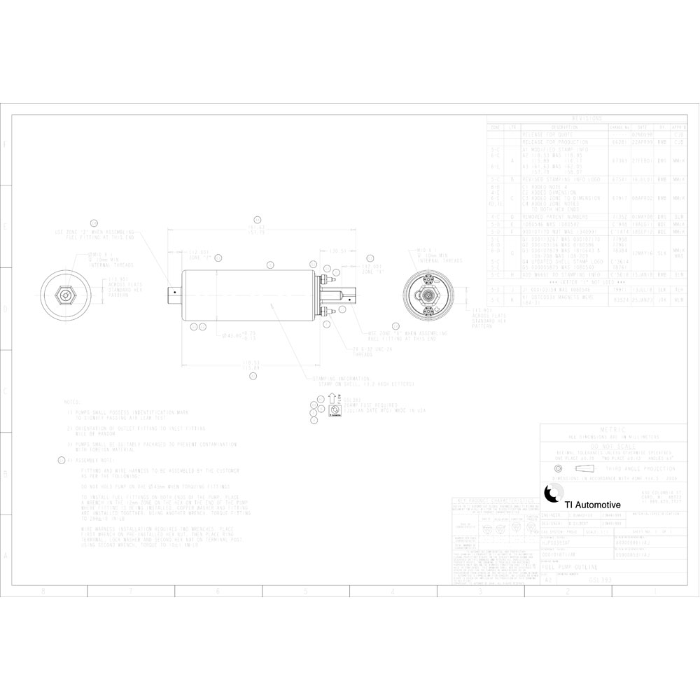 Photo for TI Automotive / Walbro Electric Fuel Pump GSL393; 41 GPH @ 50 PSI Silver Steel, Plastic Gasoline