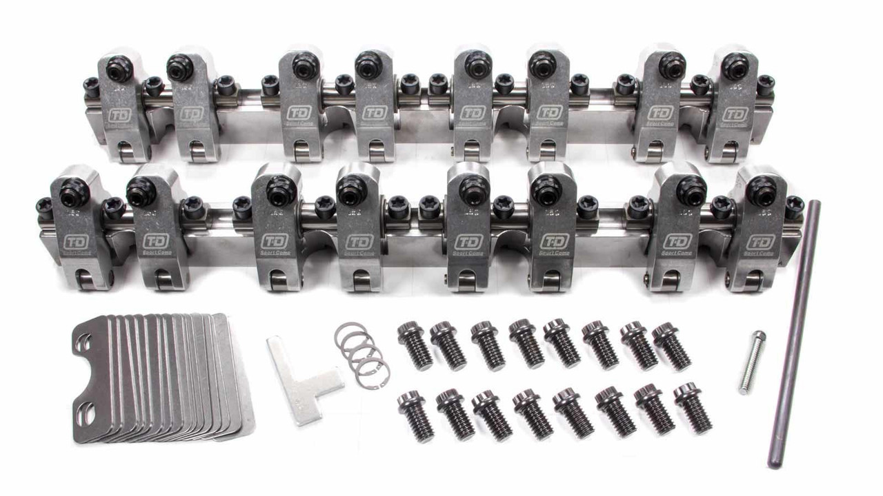 T&D Machine Rocker Arm and Shaft Assembly 10001-150/150; Sport Comp 1.50, 1.50 Steel Aluminum Full Roller for Chevy 262 to 400 