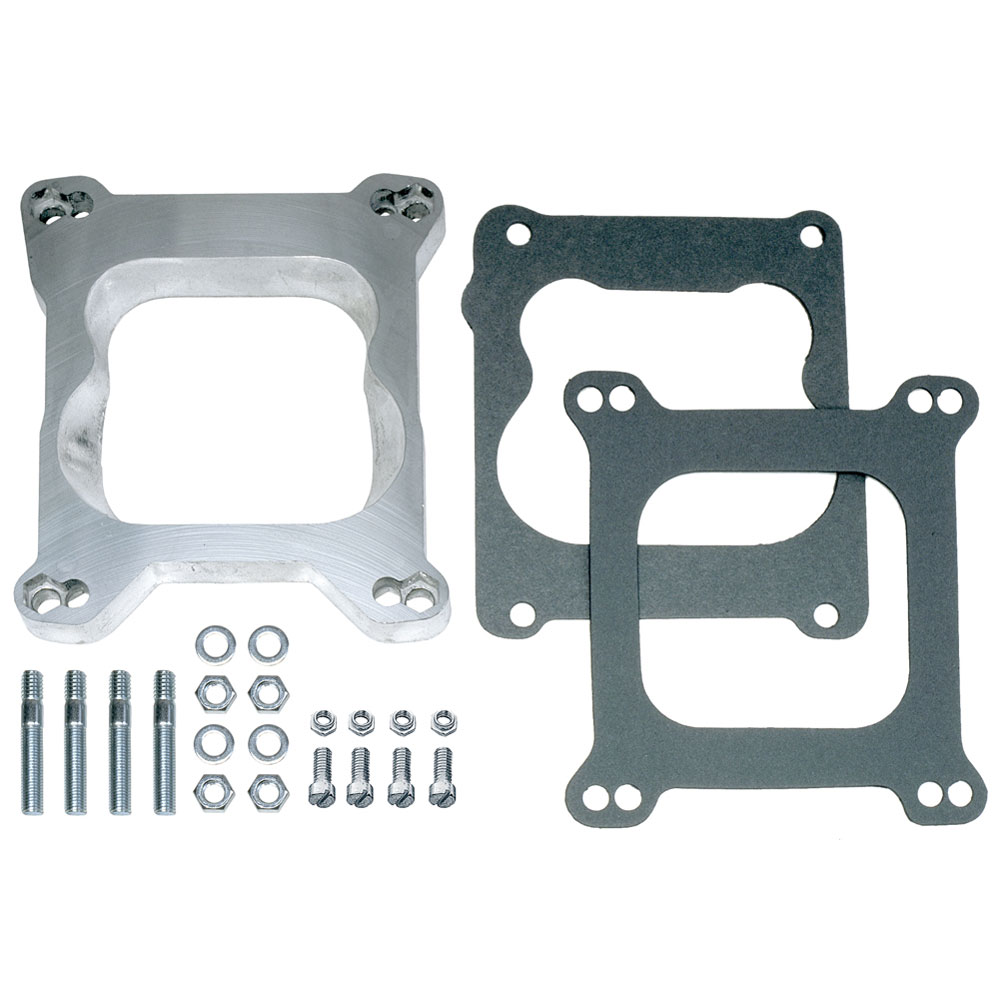 Trans-Dapt Performance Carburetor Adapter Plate 2066; Spread Bore to Square Bore Adapter 0.750 in. Natural Aluminum Spread Bore 4 Barrel Square Bore 4 Barrel 