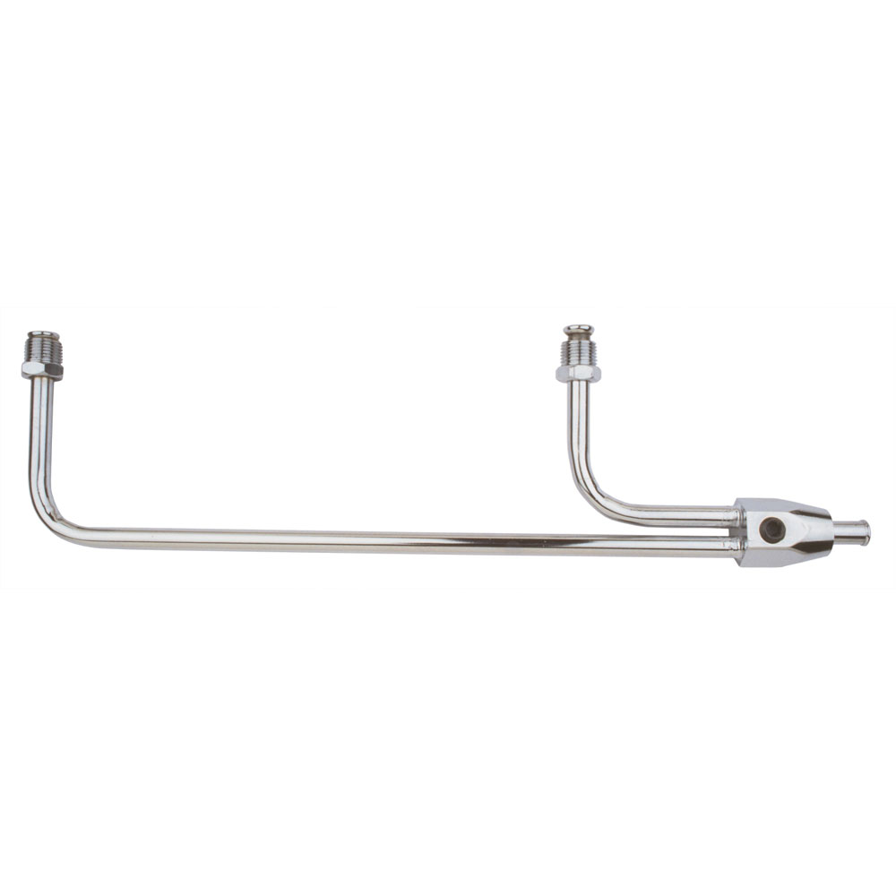 Trans-Dapt Performance Carburetor Fuel Inlet Kit 2197; 9-5/16 in. Dual Feed Chrome Steel 