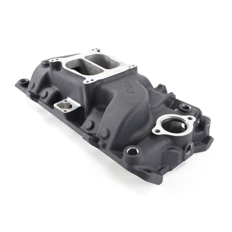 TSP Intake Manifold 83001BK; Dual Plane Idle to 6000 Black Aluminum for Chevy 396 to 454 