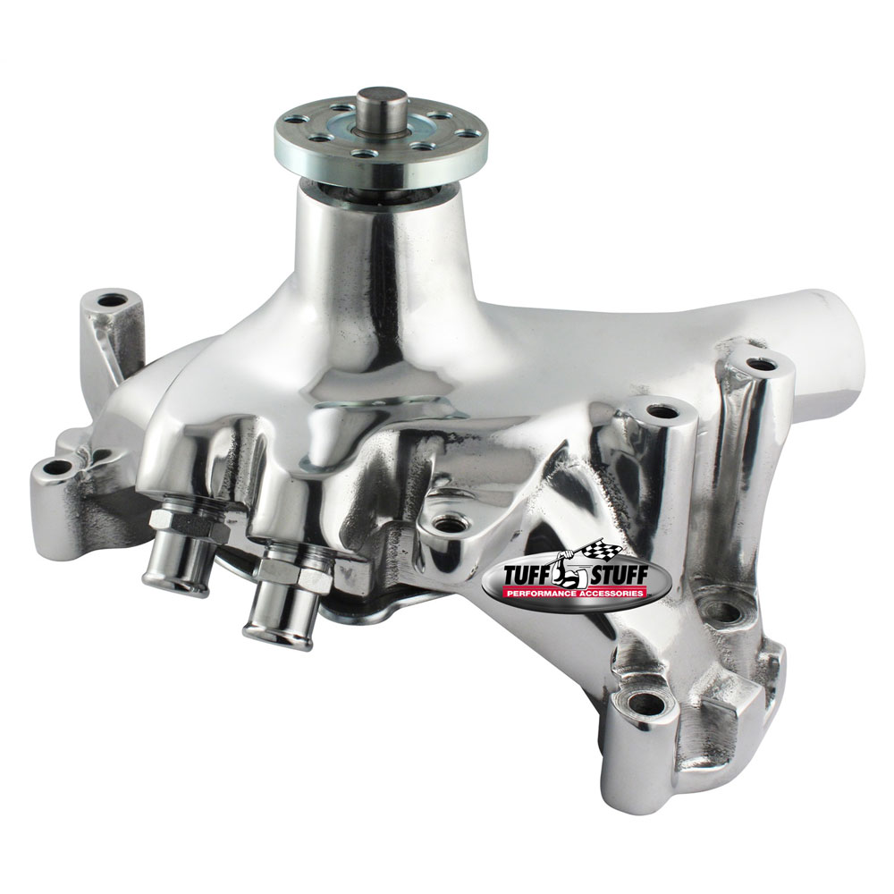 Tuff Stuff Mechanical Water Pump 1461AB; High Volume Polished Aluminum Mechanical Long for 1969 to 1996 Chevy 396 to 454 