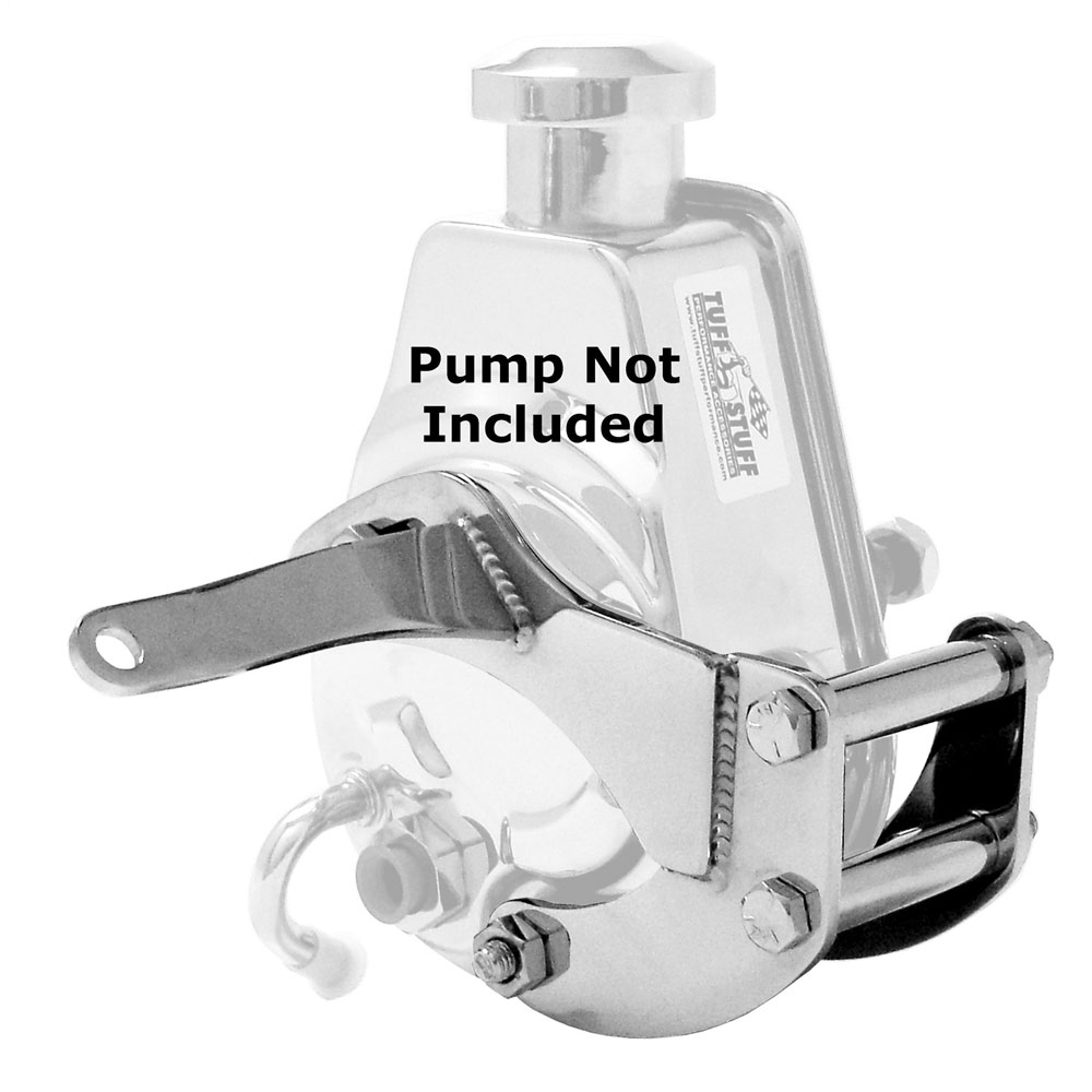 Tuff Stuff Power Steering Pump Bracket 6504A; Short Bracket Chrome Steel Saginaw for 1955 to 1973 GM 262 to 400 