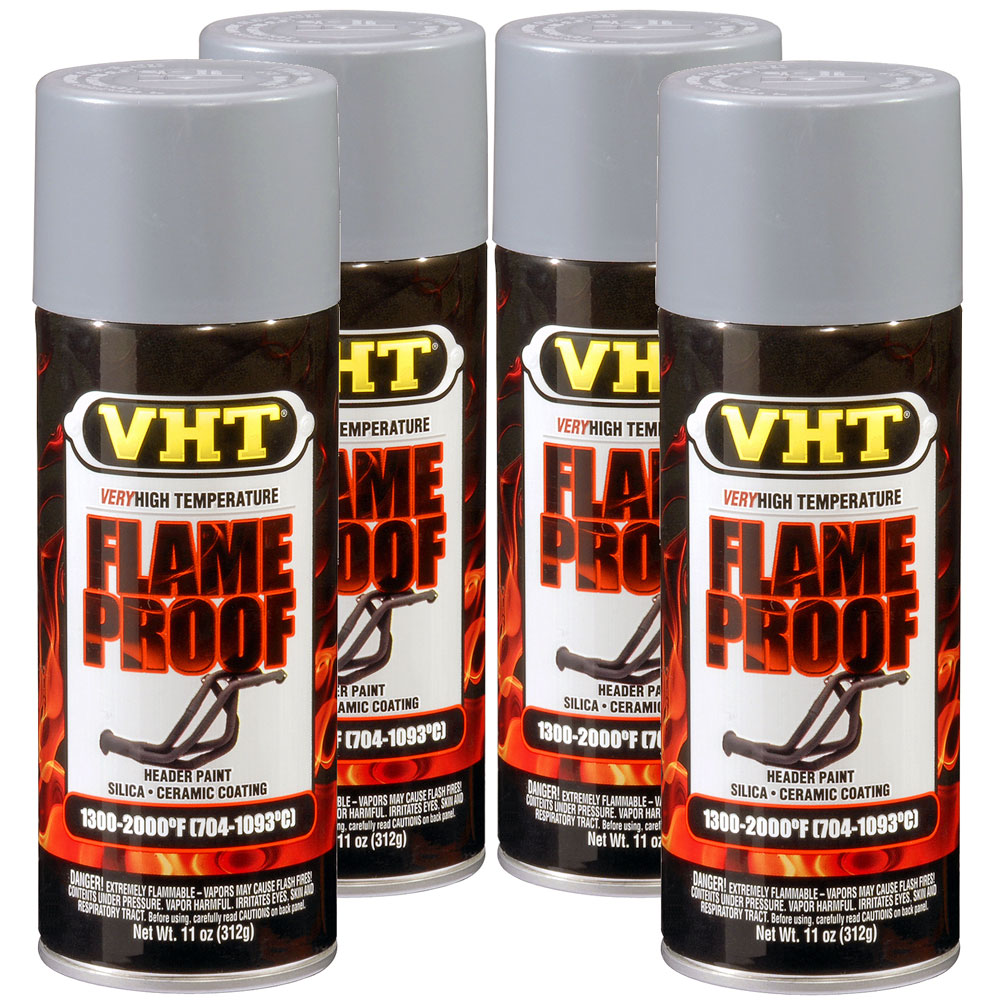 Photo for VHT High Temp Paint SP100(4-PACK); FlameProof Primer 11.0 oz. Aerosol Flat Gray 2000 deg. F Intermittent 
