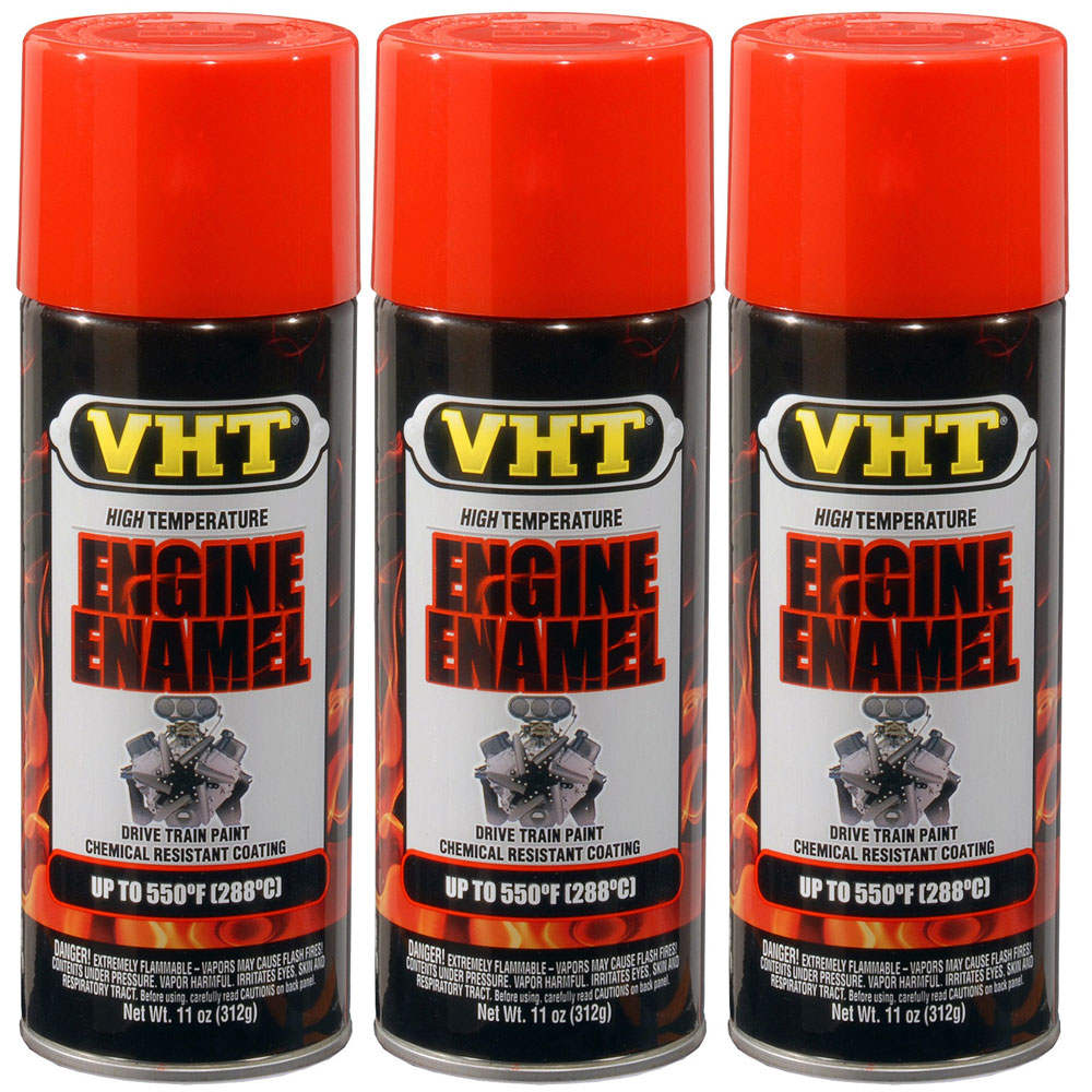 Photo for VHT Paint SP119(3-PACK); Engine Enamel 11.0 oz. Aerosol Chevy Orange Red 550 deg. F Intermittent 