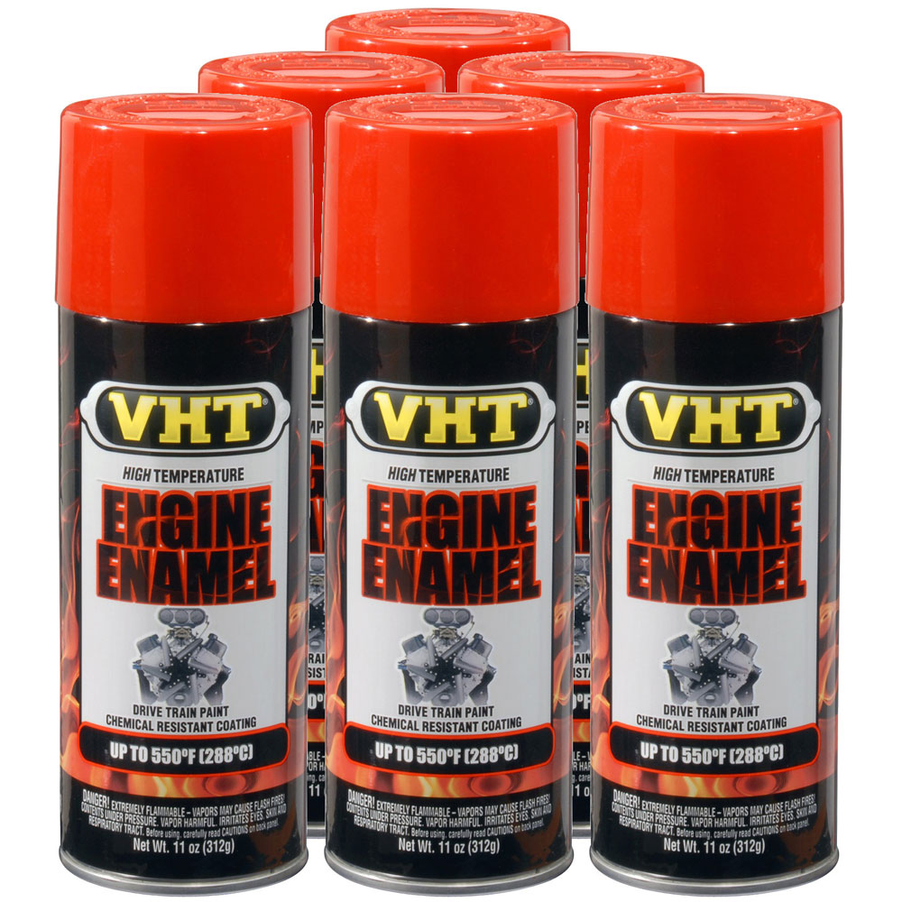 Photo for VHT High Temp Paint SP123(6-PACK); Engine Enamel 11.0 oz. Aerosol Chevy Orange 550 deg. F Intermittent 