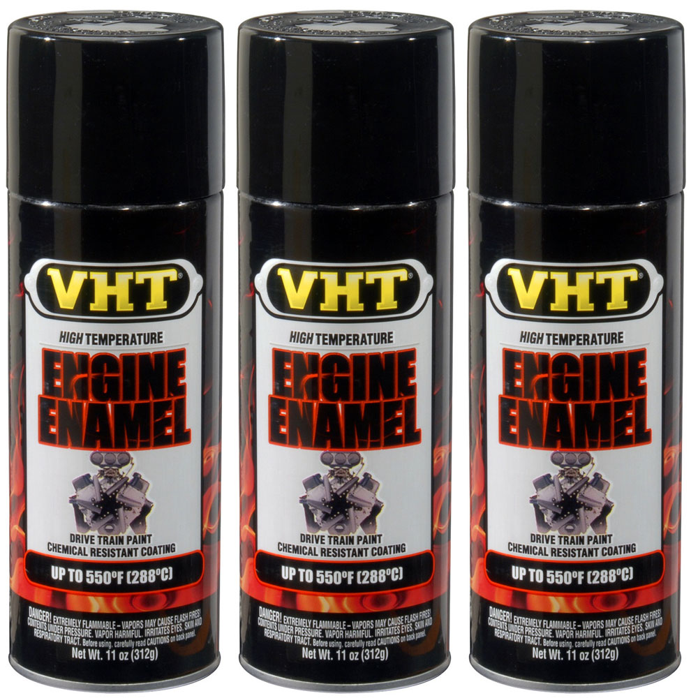Photo for VHT High Temp Paint SP124(3-PACK); Engine Enamel 11.0 oz. Aerosol Black 550 deg. F Intermittent 