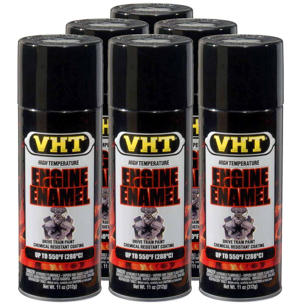 Photo for VHT High Temp Paint SP124(6-PACK); Engine Enamel 11.0 oz. Aerosol Black 550 deg. F Intermittent 