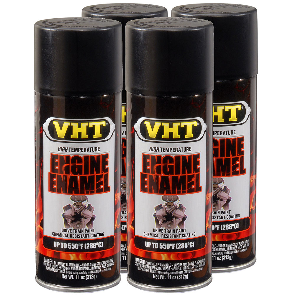 Photo for VHT High Temp Paint SP130(4-PACK); Engine Enamel 11.0 oz. Aerosol Flat Black 550 deg. F Intermittent 