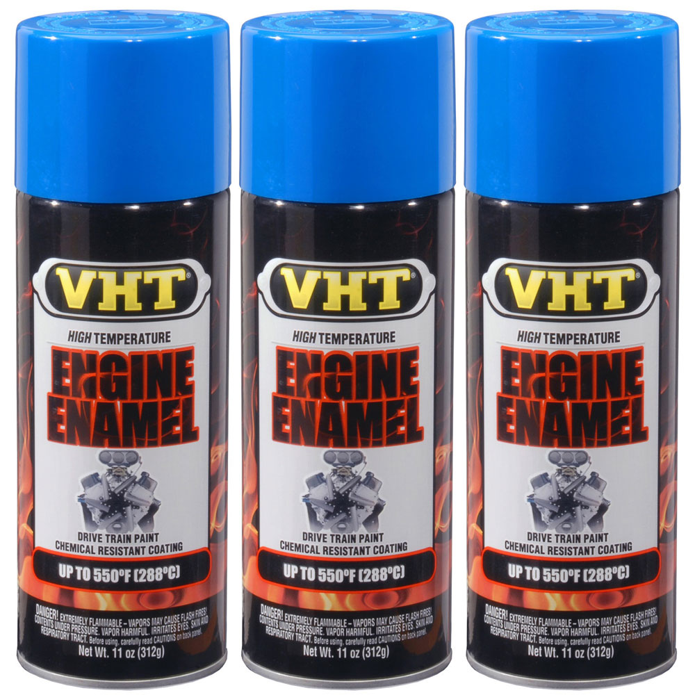 Photo for VHT High Temp Paint SP134(3-PACK); Engine Enamel 11.0 oz. Aerosol Ford Light Blue 550 deg. F Intermittent 