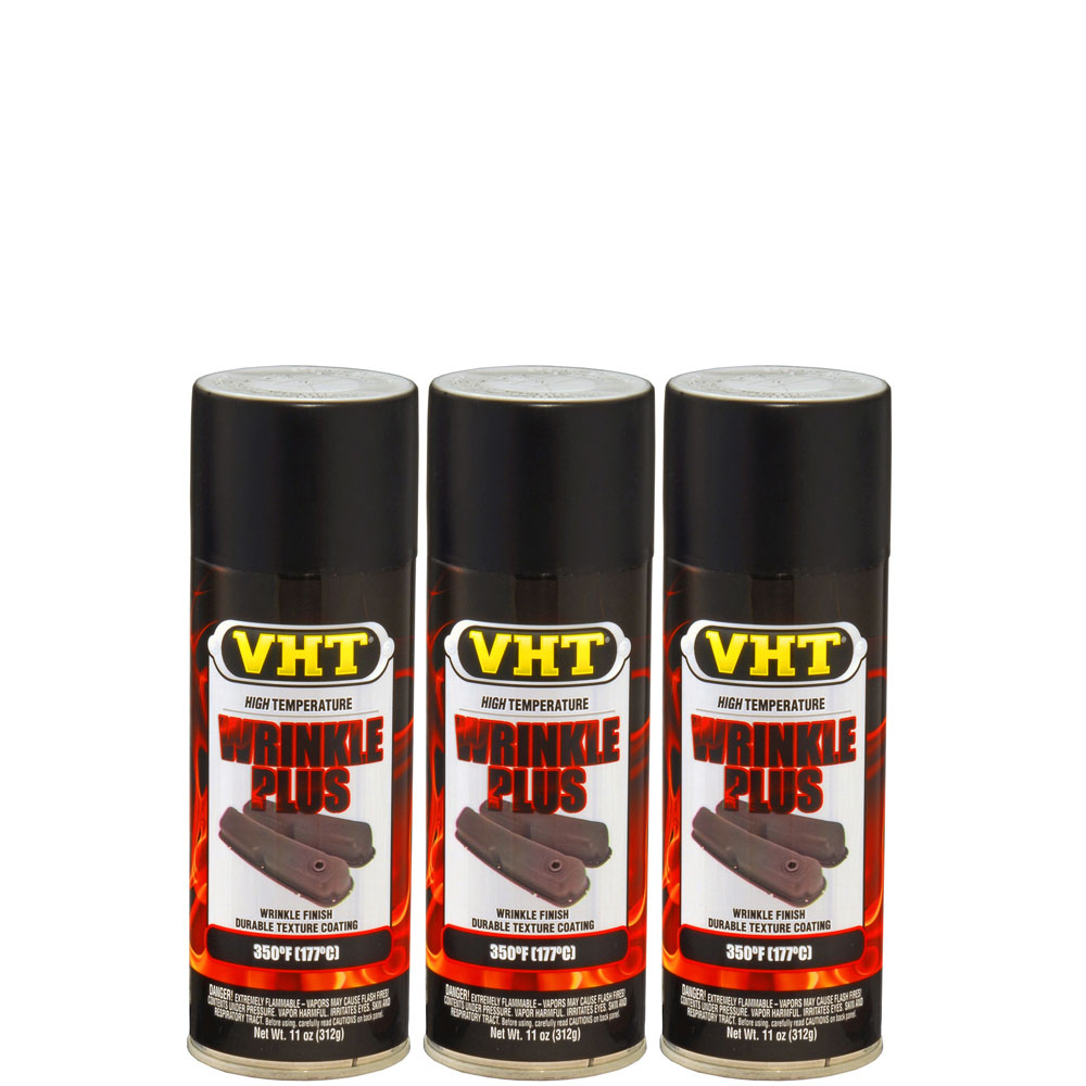 Photo for VHT Paint SP201(3-PACK); Wrinkle Plus 11.0 oz. Aerosol Black Wrinkle 350 deg. F Intermittent 