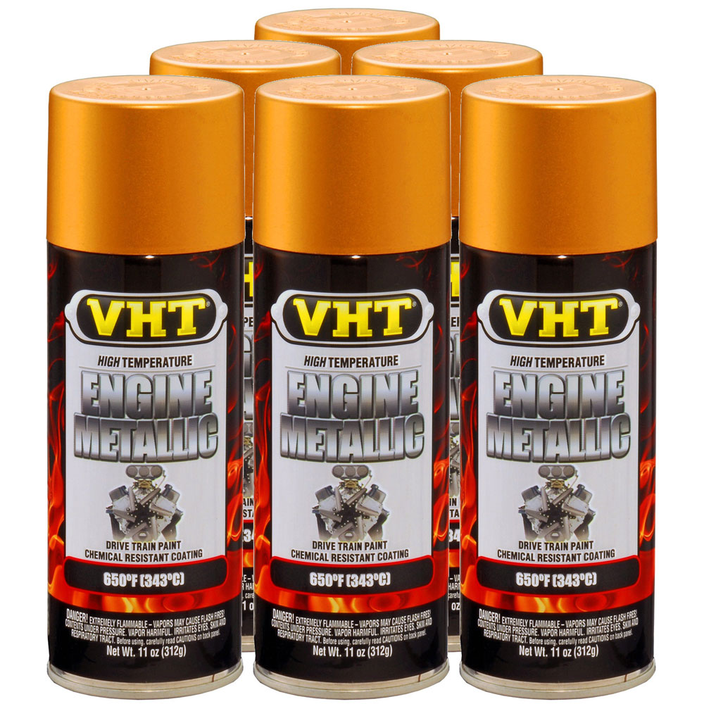 Photo for VHT Paint SP404(6-PACK); Engine Metallic 11.0 oz. Aerosol Gold Flake 650 deg. F Intermittent 