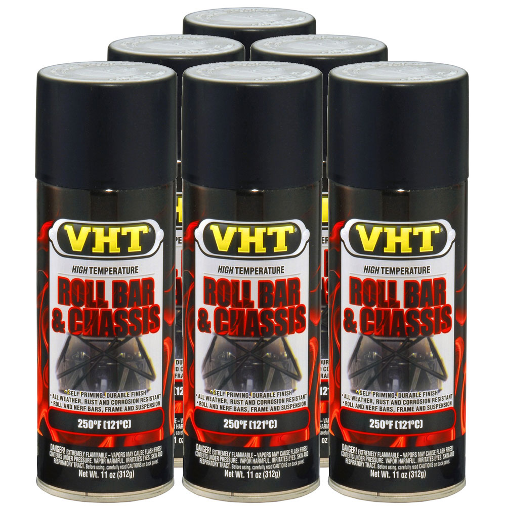 Photo for VHT Paint SP671(6-PACK); Roll Bar and Chassis 11.0 oz. Aerosol Black 250 deg. F Intermittent 