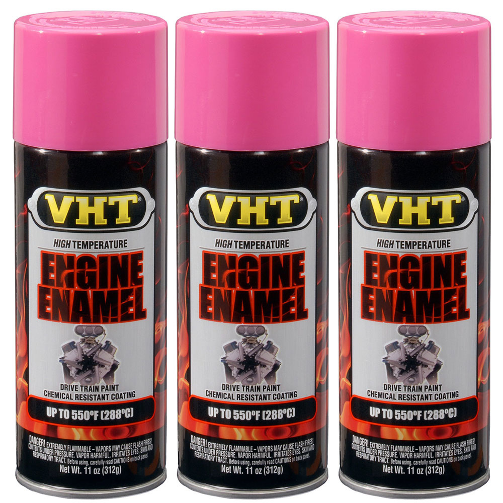 Photo for VHT High Temp Paint SP756(3-PACK); Engine Enamel 11.0 oz. Aerosol Hot Pink 550 deg. F Intermittent 