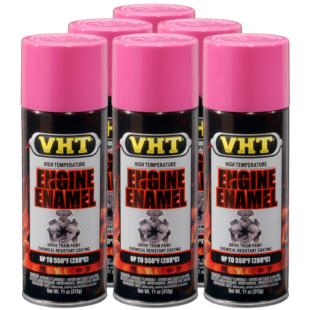 Photo for VHT High Temp Paint SP756(6-PACK); Engine Enamel 11.0 oz. Aerosol Hot Pink 550 deg. F Intermittent 