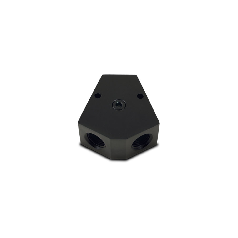 Vibrant Distribution Blocks 10821; Y Block Black 1/2 in. NPT Female Y Fitting 3/8 in. NPT Female 3/8 in. NPT Female 