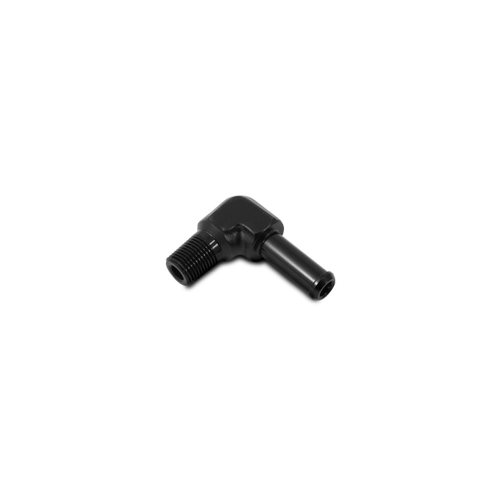 Vibrant Pipe Fitting 11231; Hose to NPT Adapter Black 3/8 in. Hose 1/4 in. NPT Male 90 deg. 