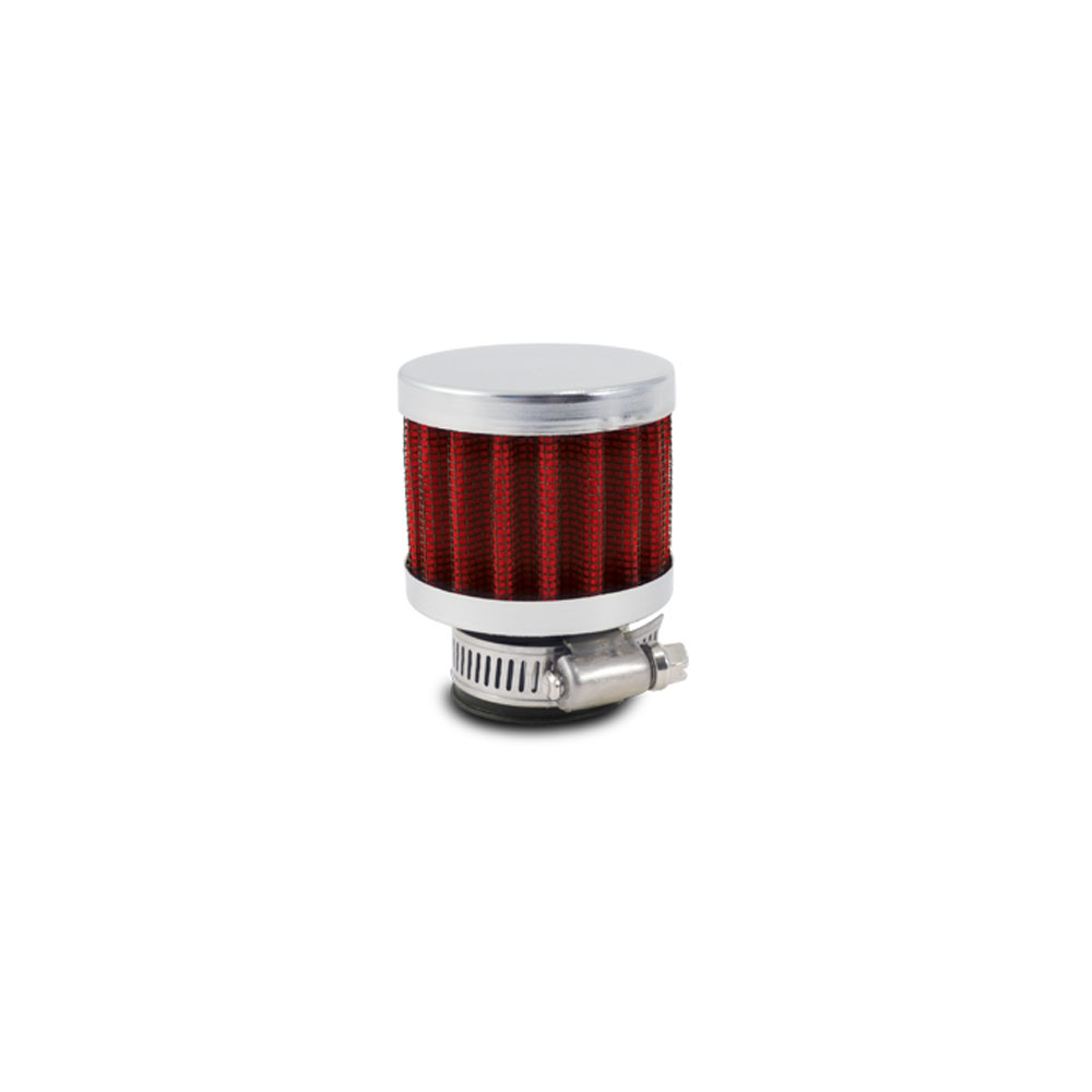 Vibrant Valve Cover Breather 2168; Round Red Element with Chrome Cap Cotton Gauze 