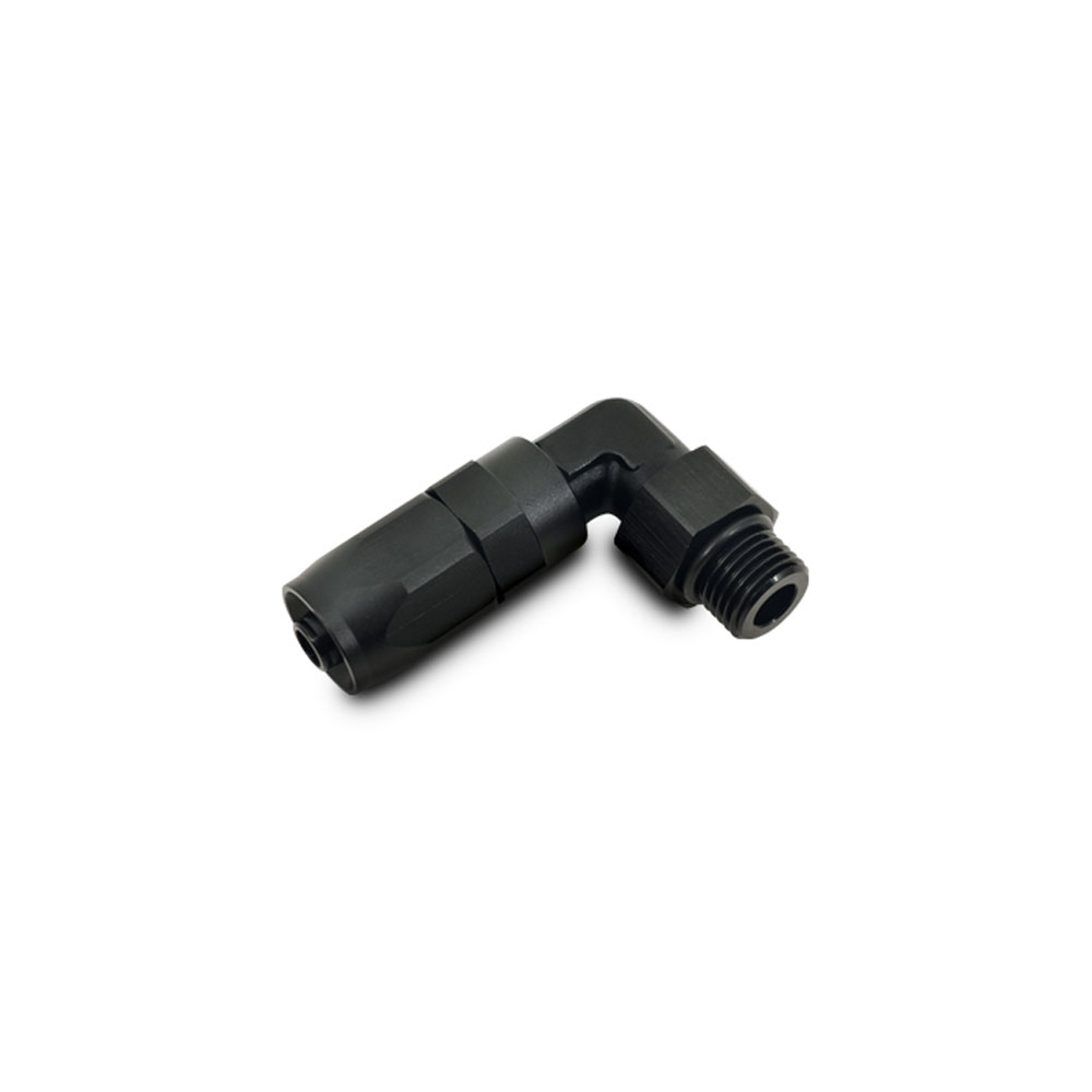 Vibrant Hose End 24900; Tight Radius Forged Swivel Hose End Black -06AN -04AN ORB Male 90 deg. 