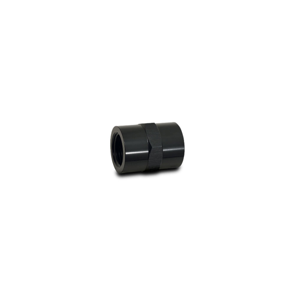 Vibrant Performance Pipe Fitting 10380; NPT to NPT Coupler Black Anodized 1/8 in. NPT Female Straight 1/8 in. NPT Female 