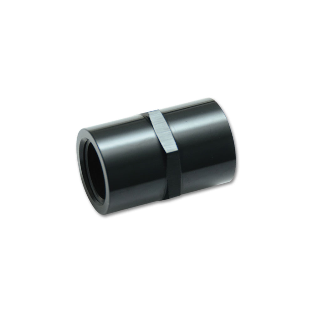 Vibrant Performance Pipe Fitting 10380; NPT to NPT Coupler Black Anodized 1/8 in. NPT Female Straight 1/8 in. NPT Female 