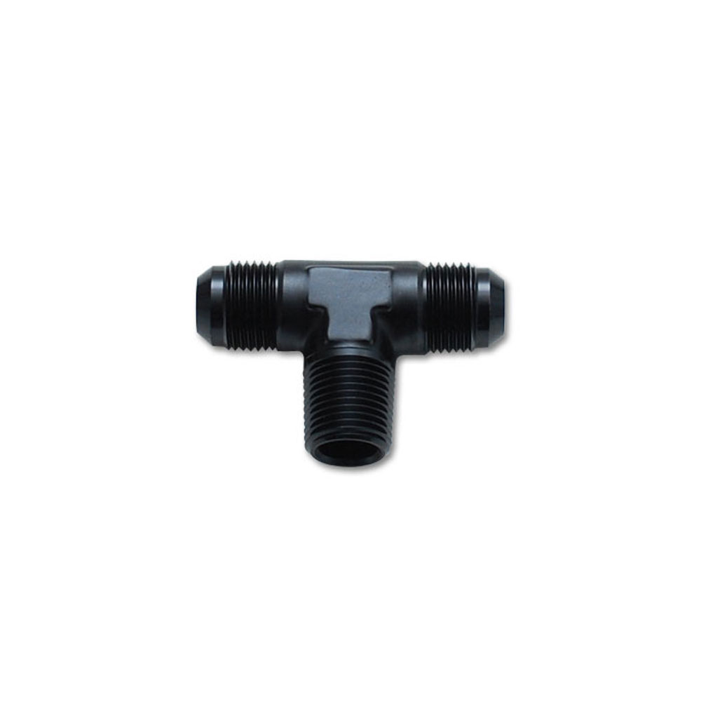 Vibrant Performance AN Fitting 10461; AN to NPT Tee Fitting Black -04AN Male Tee -04AN Male 1/8 in. NPT Male 