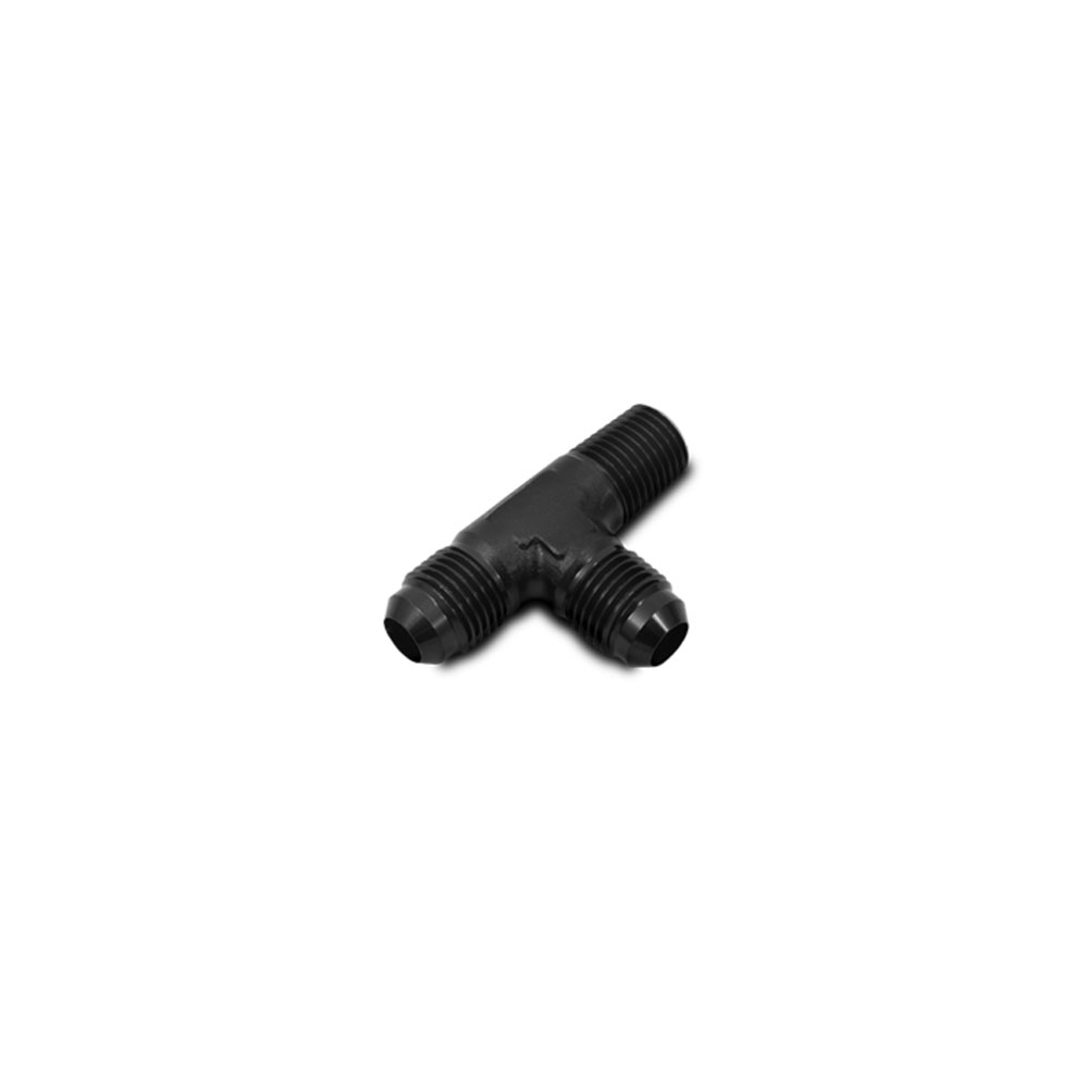 Vibrant Performance AN Fitting 10470; AN to NPT Tee Fitting Black -03AN Male Tee 1/8 in. NPT Male -03AN Male 