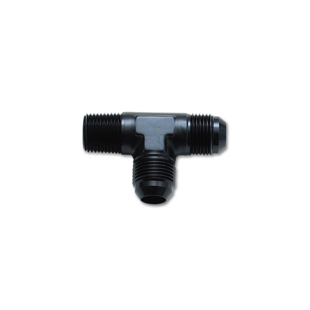 Vibrant Performance AN Fitting 10470; AN to NPT Tee Fitting Black -03AN Male Tee 1/8 in. NPT Male -03AN Male 
