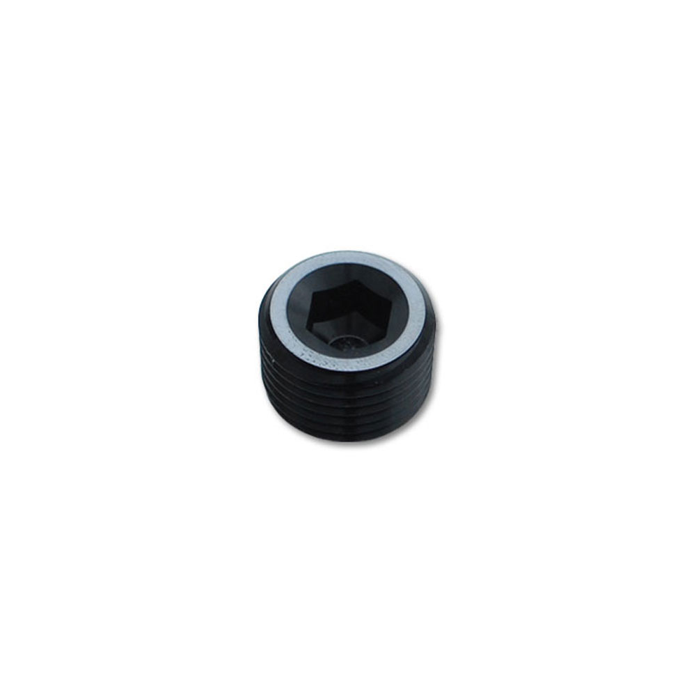 Vibrant Performance Pipe Plug 10490; NPT Plug Black Anodized 1/8 in. NPT Male Straight Internal Allen 