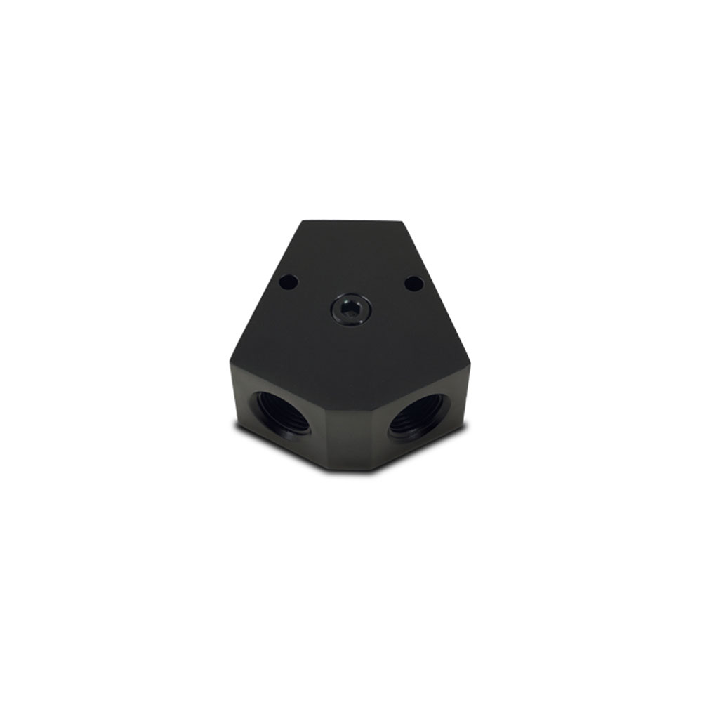 Vibrant Performance Pipe Fitting 10820; Y Block Black Anodized 3/8 in. NPT Female Y Fitting 3/8 in. NPT Female 3/8 in. NPT Female 