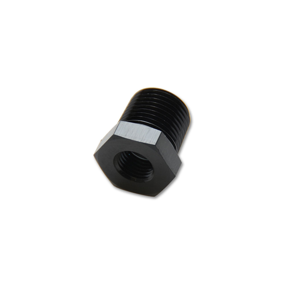 Vibrant Performance Pipe Fitting 10851; NPT Reducer Bushing Black Anodized 3/8 in. NPT Male Straight 1/8 in. NPT Female 