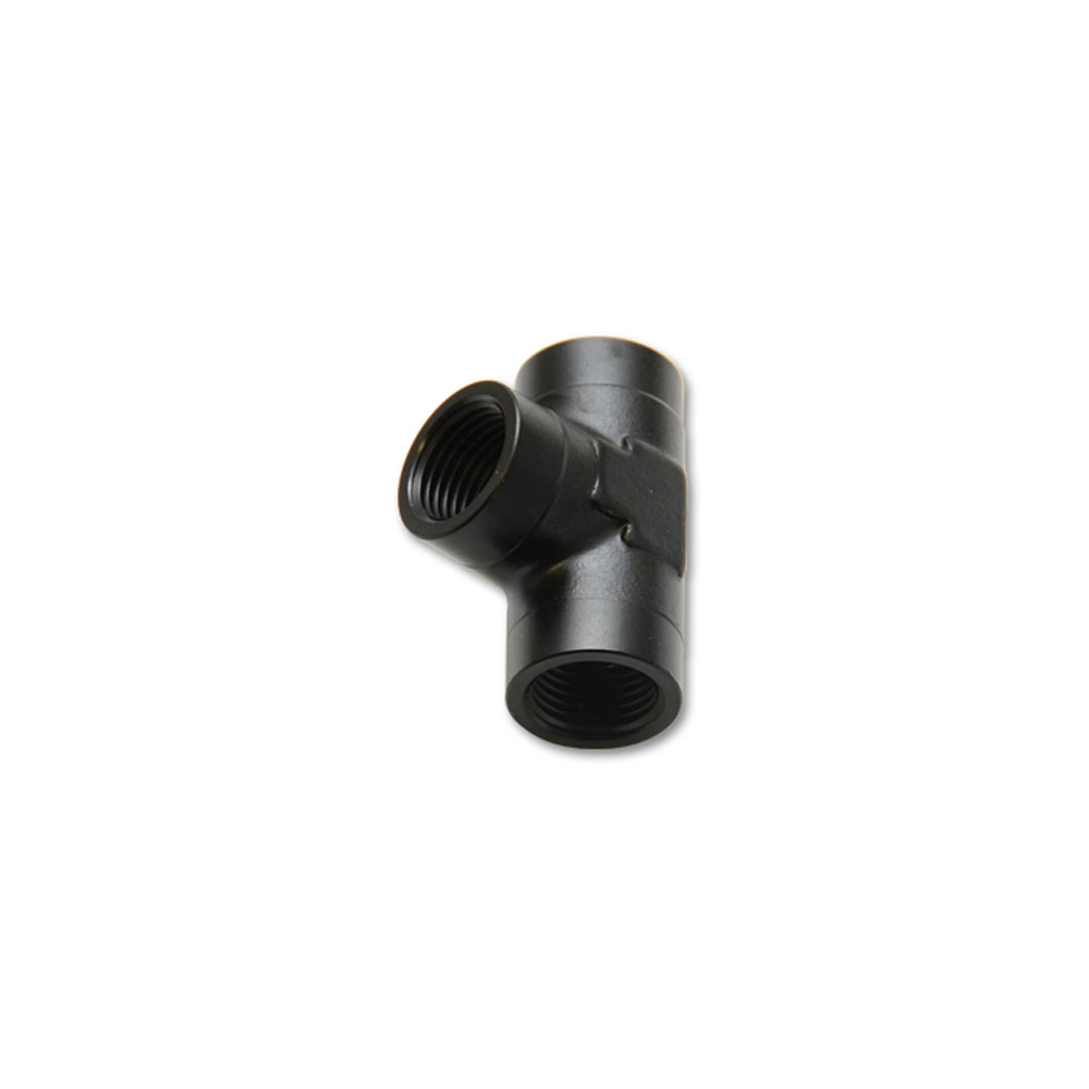 Vibrant Performance Pipe Fitting 10860; NPT Tee Fitting Black Anodized 1/8 in. NPT Female Tee 1/8 in. NPT Female 1/8 in. NPT Female 