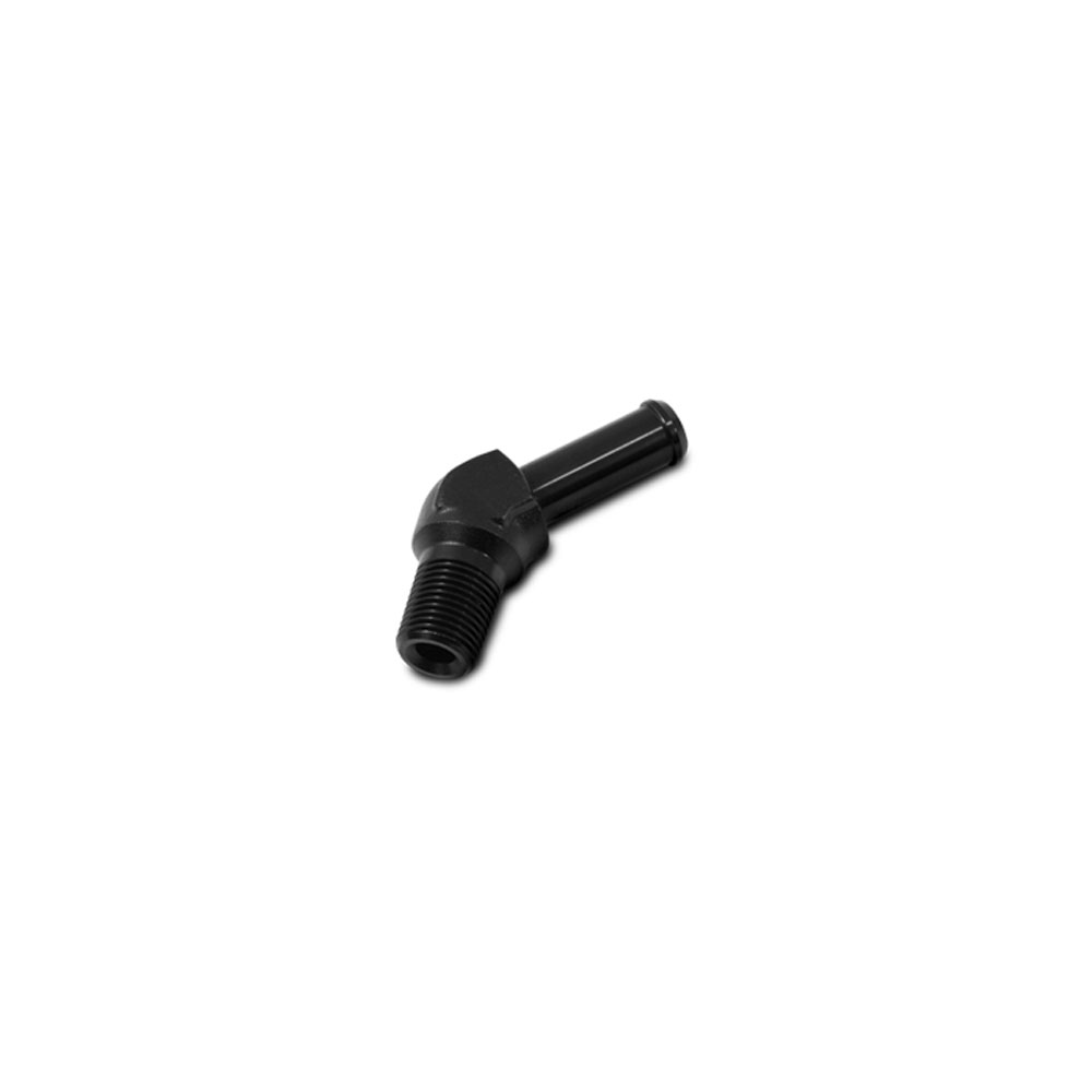 Vibrant Performance Pipe Fitting 11220; Hose to NPT Adapter Adapter Black Anodized 1/4 in. Hose 45 deg. 1/8 in. NPT Male 