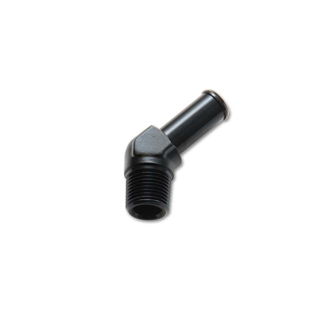 Vibrant Performance Pipe Fitting 11220; Hose to NPT Adapter Adapter Black Anodized 1/4 in. Hose 45 deg. 1/8 in. NPT Male 