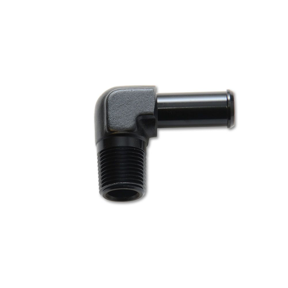 Vibrant Performance Pipe Fitting 11231; Hose to NPT Adapter Adapter Black Anodized 3/8 in. Hose 90 deg. 1/4 in. NPT Male 