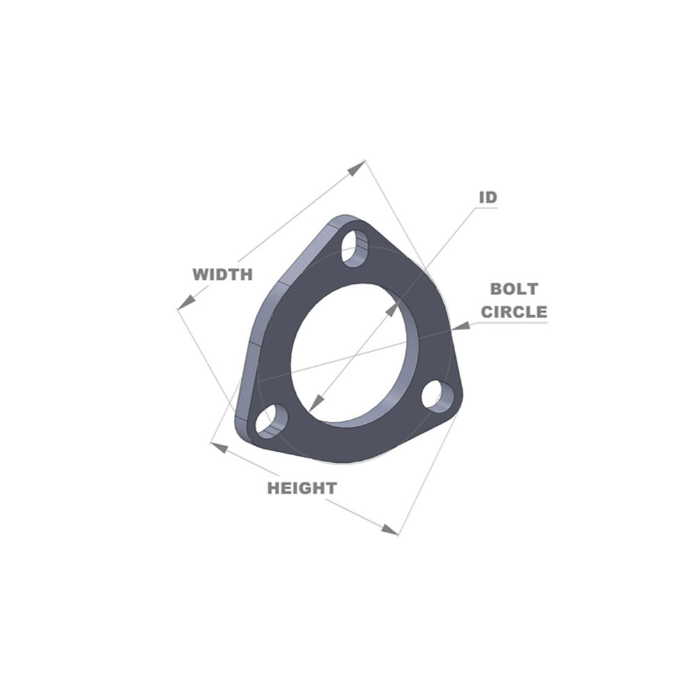 Vibrant Performance Exhaust Flange 1482; Round 2.500 in. 2.500 in. 3 Bolt Natural Stainless Steel 