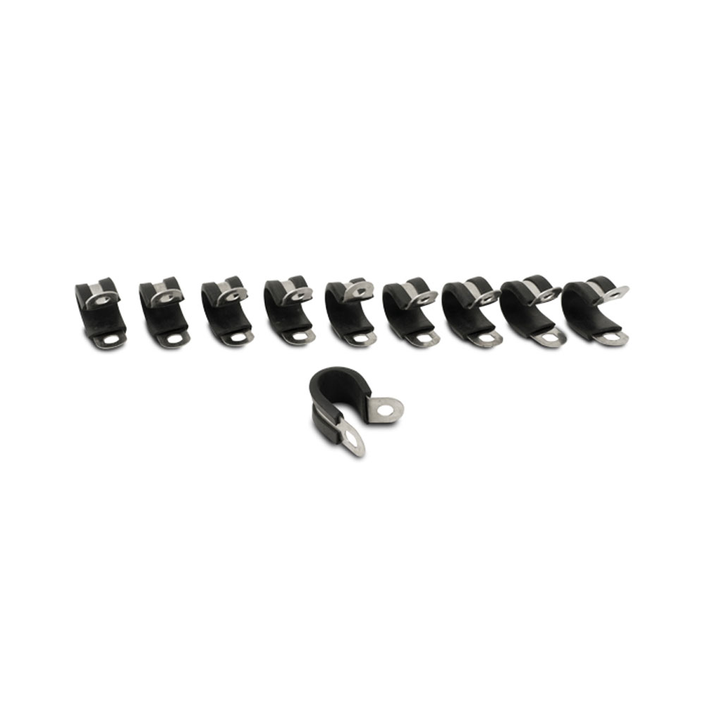 Vibrant Performance Fuel Hose Clamp 17191; Stainless Steel, Rubber Cushioned P Clamp 