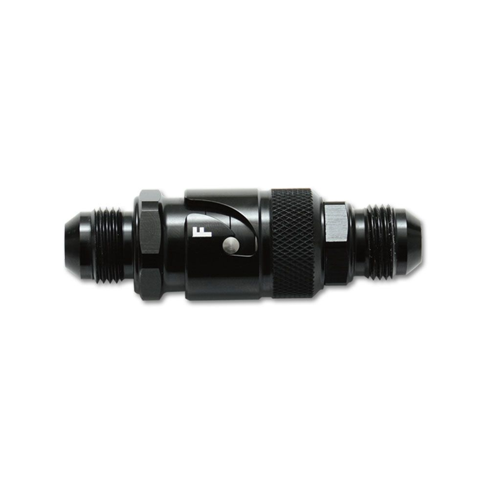 Vibrant Performance AN Fitting 20806; Dry Break Quick Release AN to AN Coupler Black -06AN Male Straight -06AN Male 