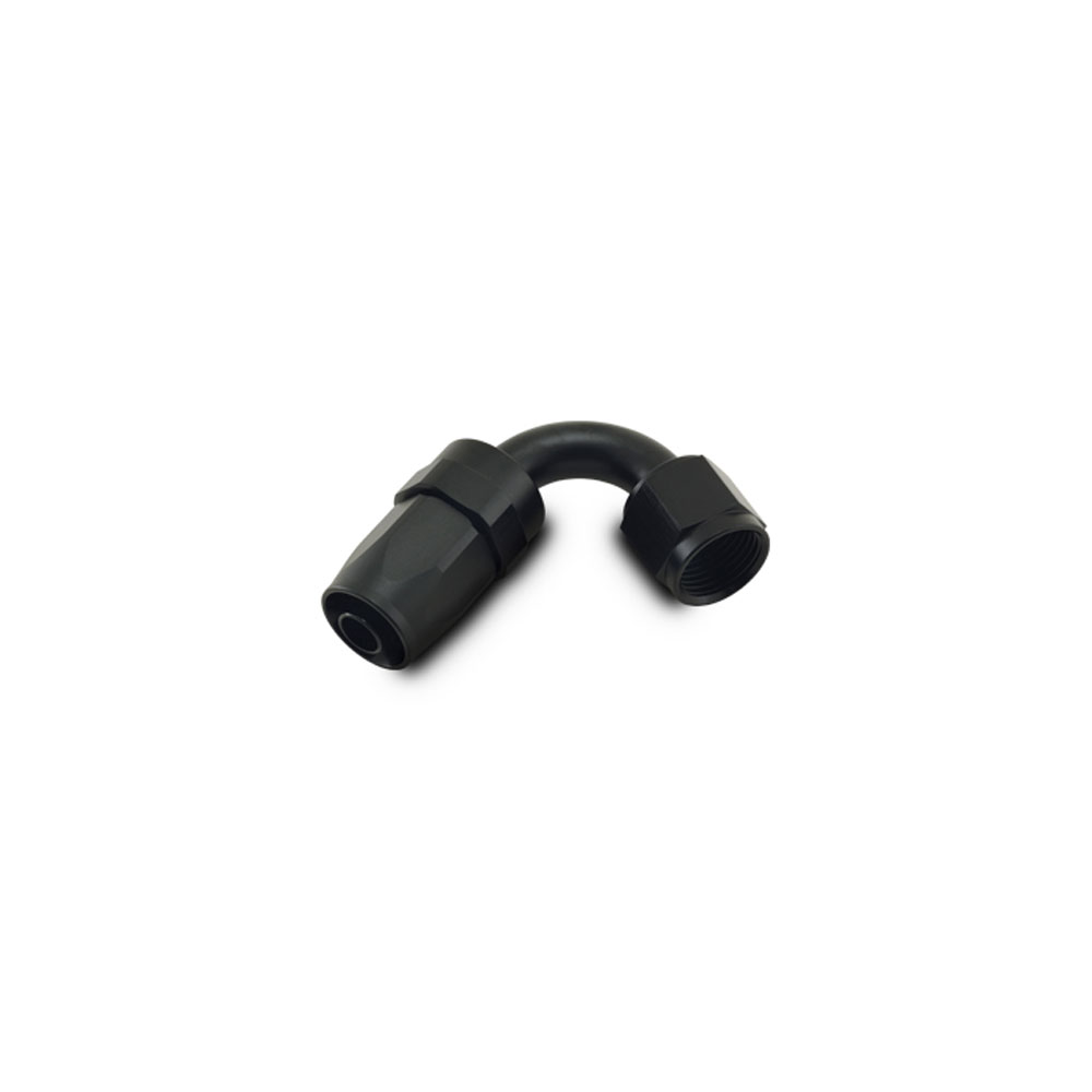 Vibrant Performance Fuel Hose Fitting 21204; Swivel Hose End Black Anodized -04AN 120 deg. -04AN Female 