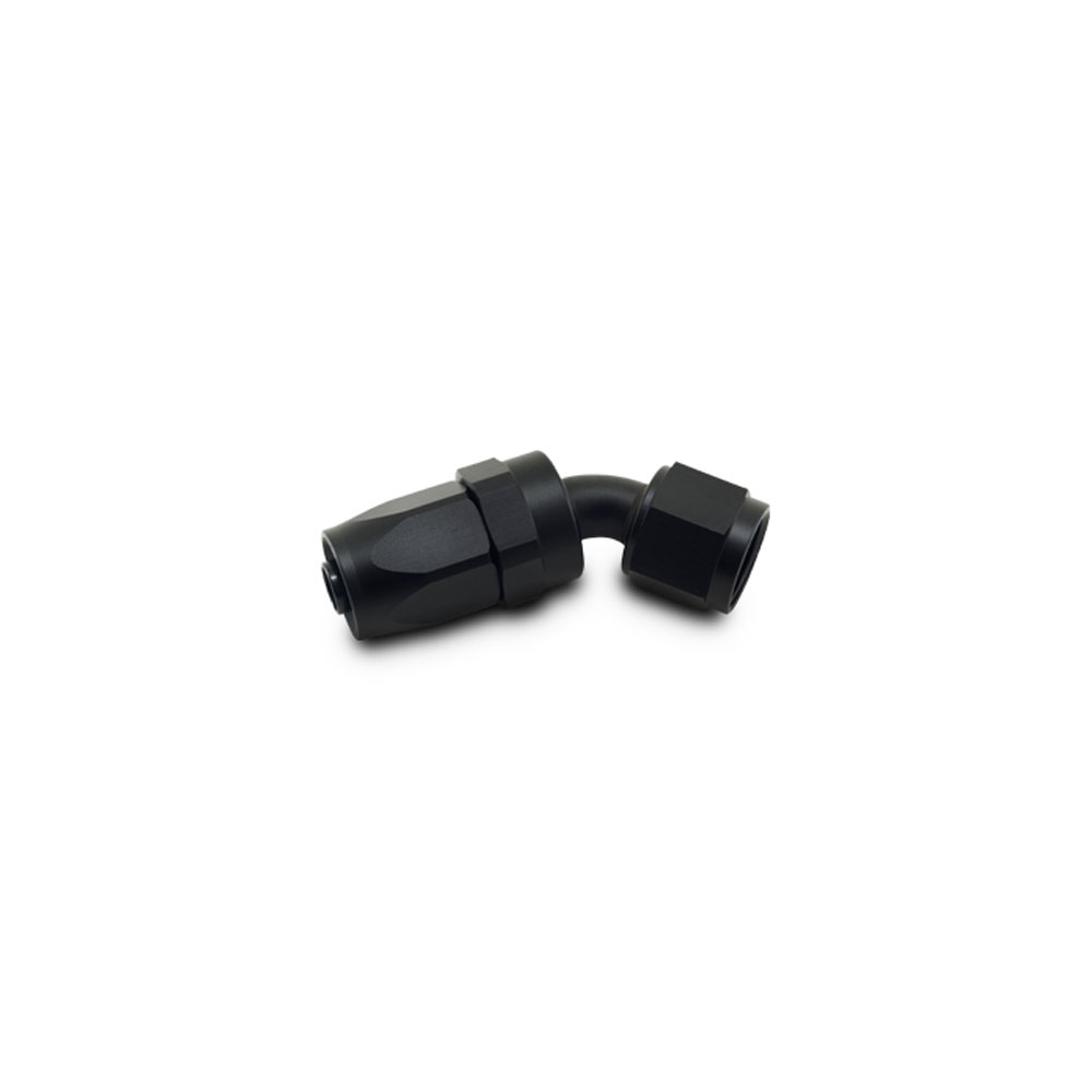 Vibrant Performance Fuel Hose Fitting 21404; Swivel Hose End Black Anodized -04AN 45 deg. -04AN Female 