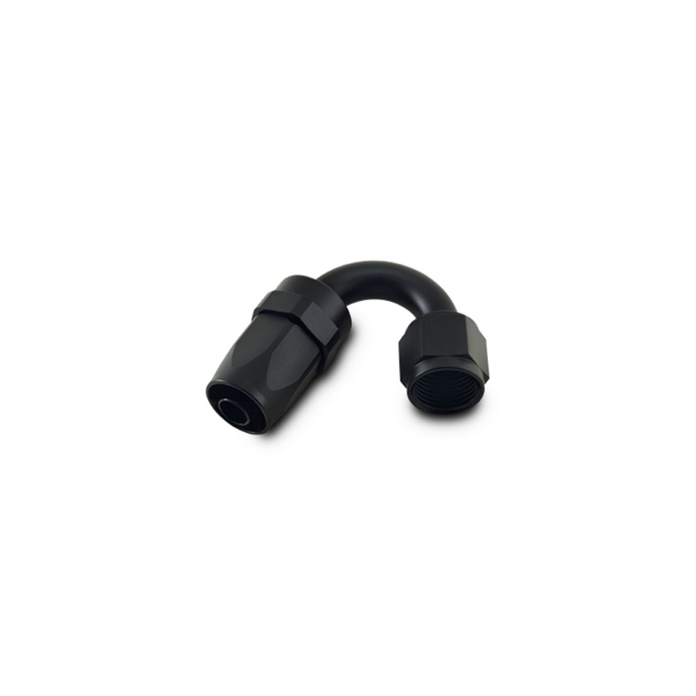 Vibrant Performance Fuel Hose Fitting 21504; Swivel Hose End Black Anodized -04AN 150 deg. -04AN Female 